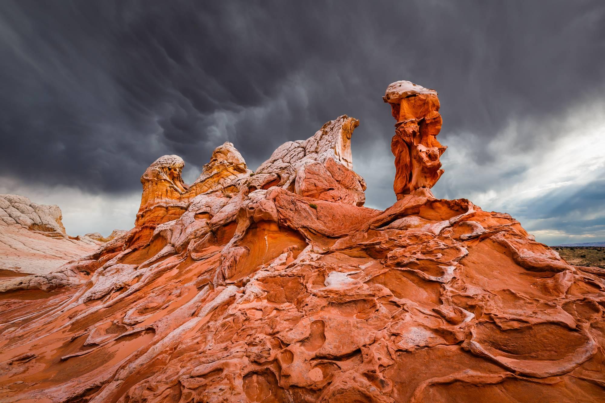 Jessica Fridrich Landscape Photograph - Arizona red and orange landscape photography "Guardians of Light" UV laminate