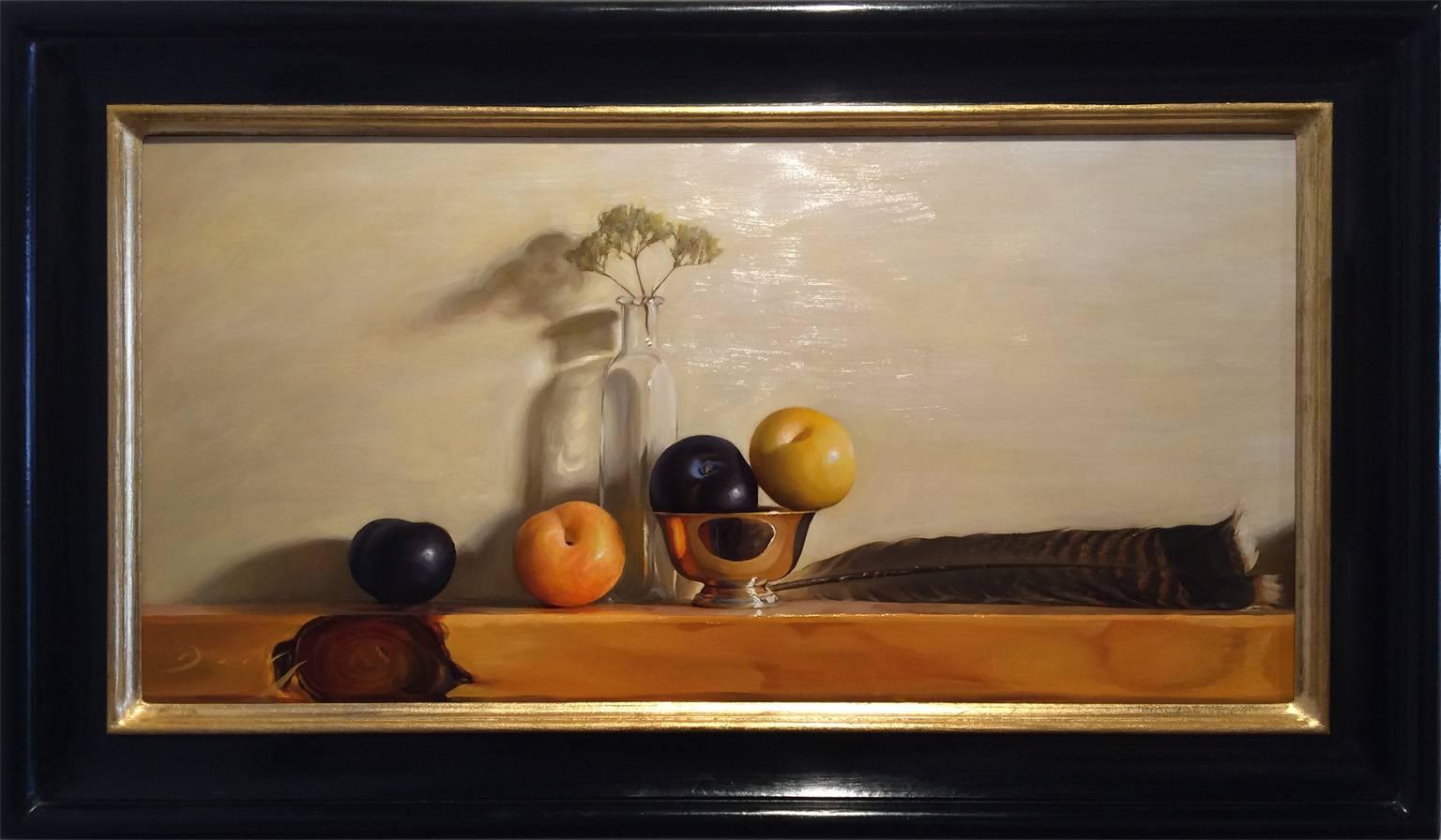 Realist gold blue and yellow still-life, 