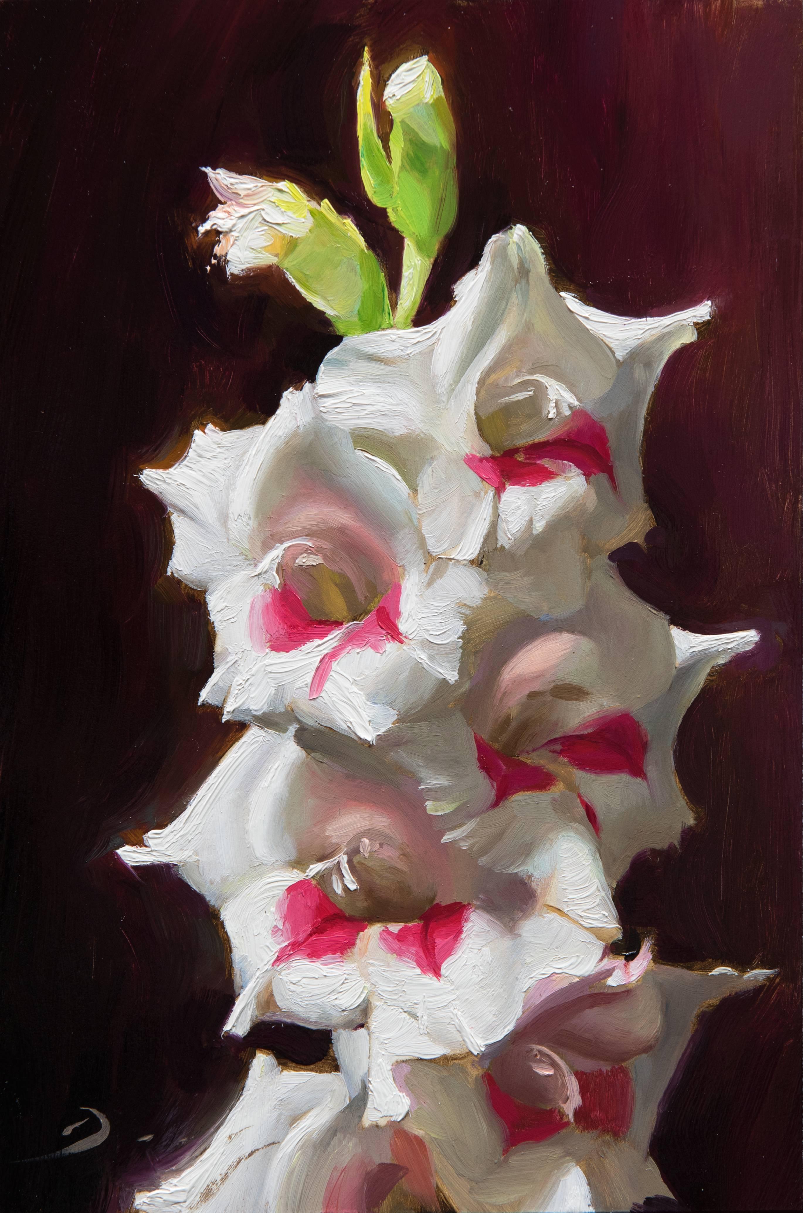 Joseph Q. Daily Still-Life Painting - White Gladiolus