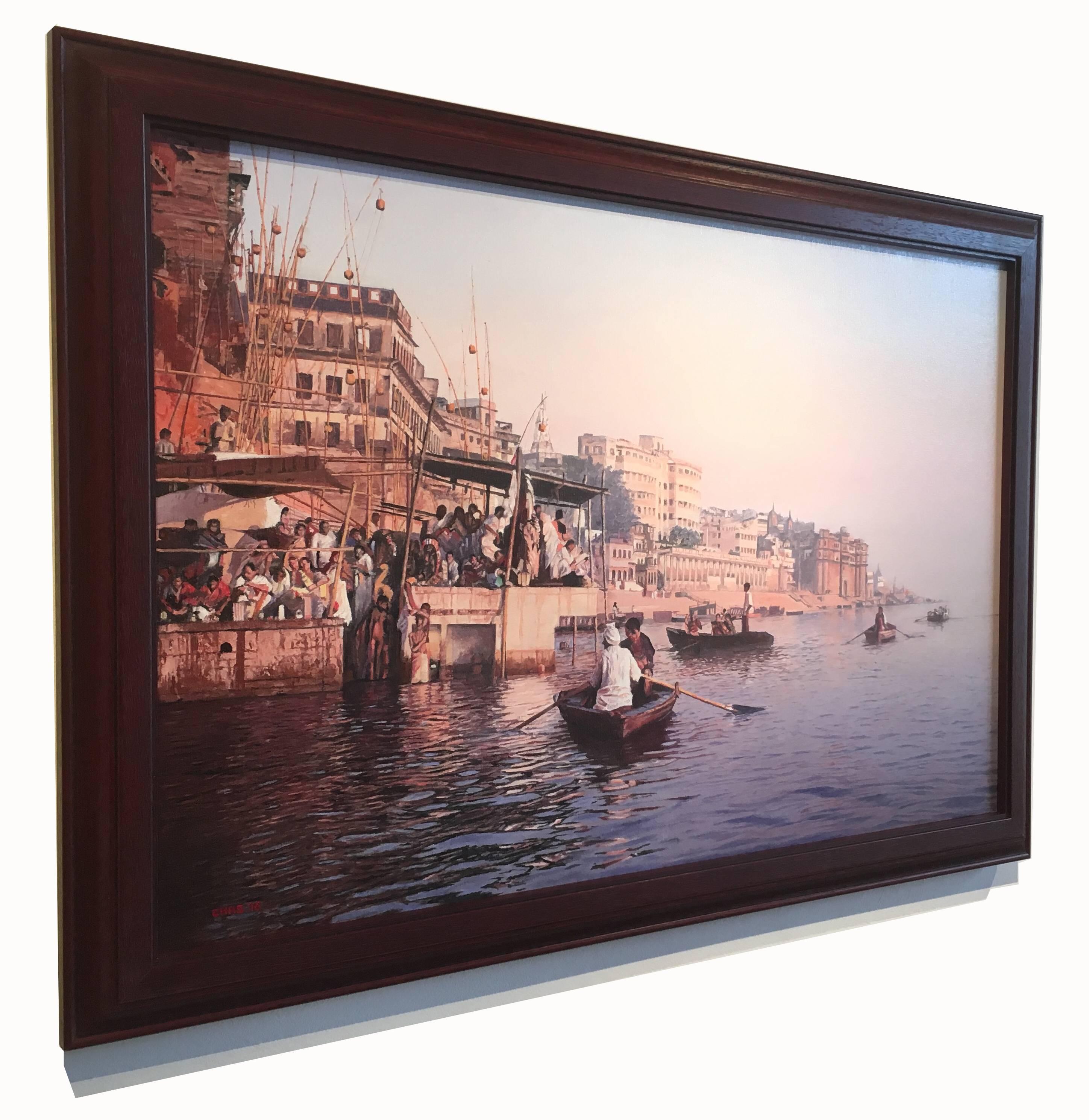 Ganges Morning  - Realist Painting by Charles Hartley