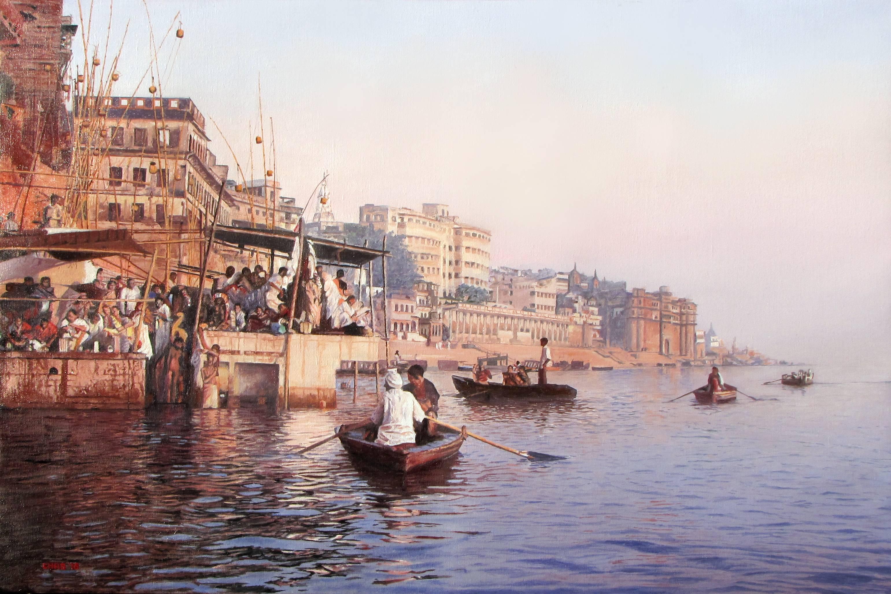 Charles Hartley Landscape Painting - Ganges Morning 