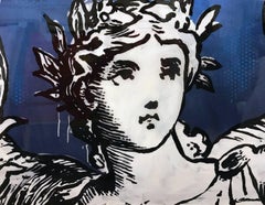 Toile-Patterned Vintage Blue and White Maiden