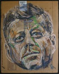 Gestural Portrait of John F. Kennedy / JFK (Acrylic on Appliance Box Cardboard)
