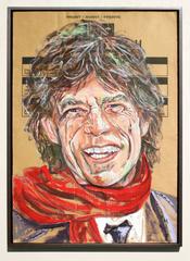 Gestural Portrait of Mick Jagger (Acrylic on Appliance Box Cardboard)