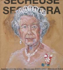 Gestural Portrait of Queen Elizabeth II (Acrylic on Appliance Box Cardboard)