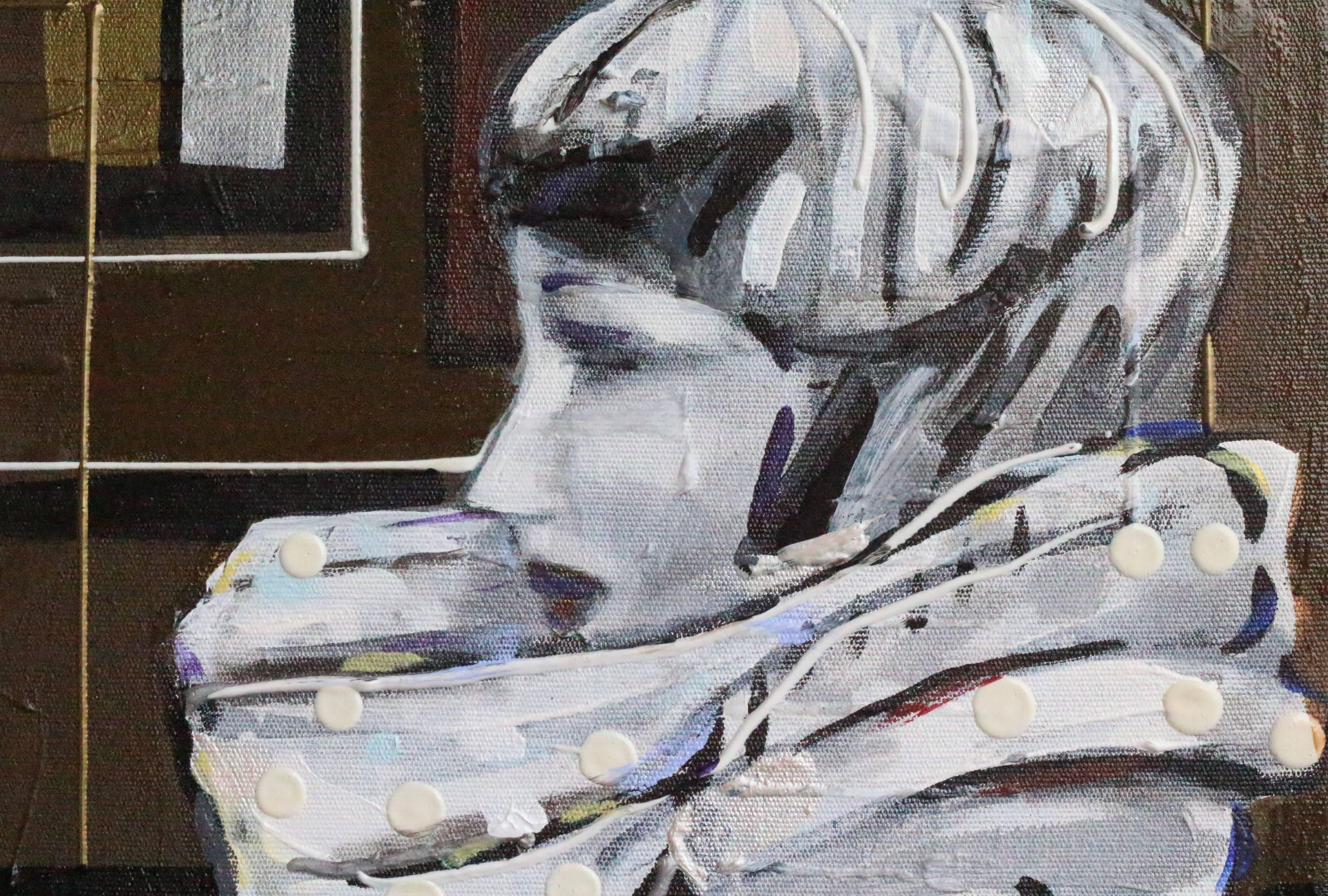Mod Portrait of Windswept Woman, Fifi - Painting by José Gonçalves