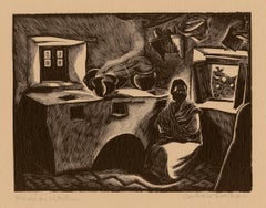 „Our Mexican Kitchen“ – Signierter Holzstich im Stil des Southwest Regionalism von 1932