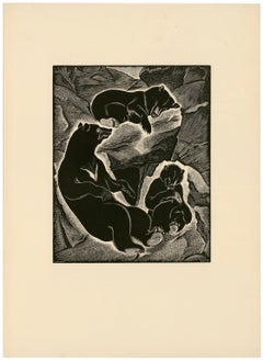 Bärenfamilie – Original-Holzstich von 1937