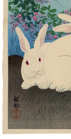 'Rabbits and the Moon' — Showa, Pre WWII Woodblock Print