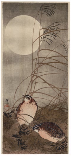 « Caille sous la pleine lune » — Une rareté du genre « Kachō-e » datant d’avant le grand séisme du Kantō