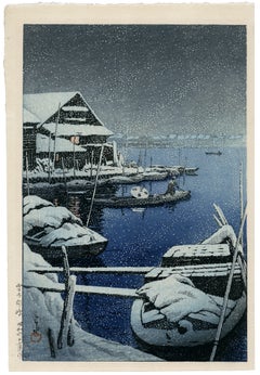 'Snow at Mukōjima' — Showa-era Woodblock Print