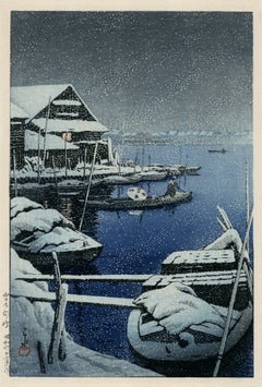'Snow at Mukōjima' — Showa-era Woodblock Print