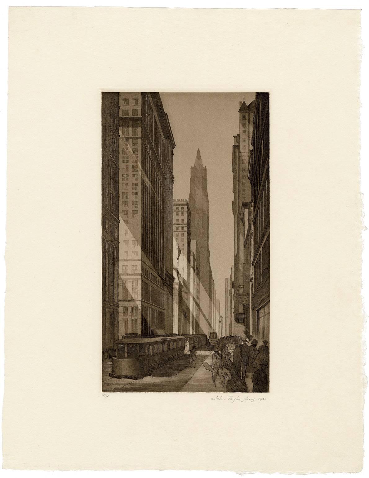 'Downtown, New York' — 1920s Modernism - Print by John Taylor Arms