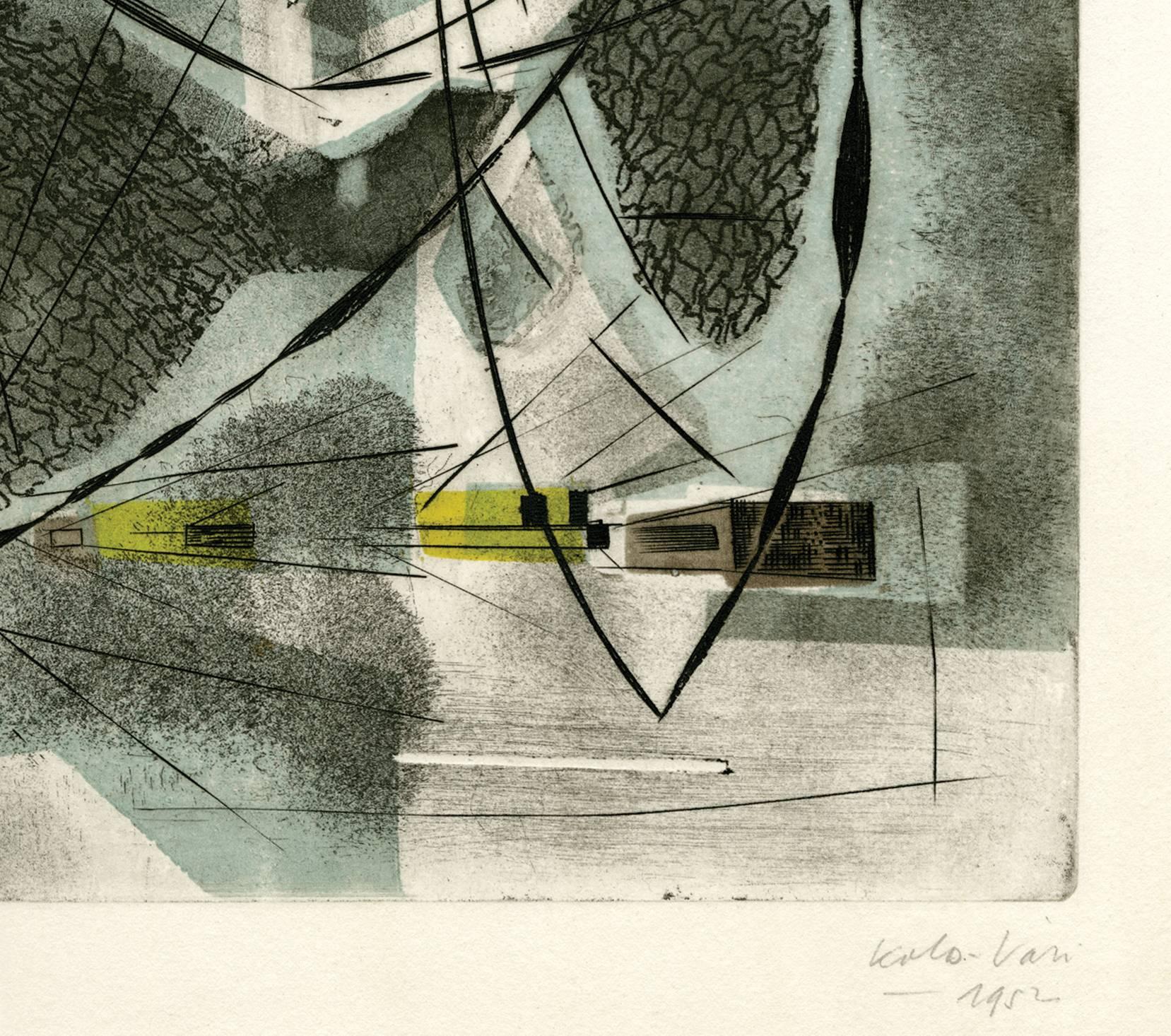 Nets – Mid-Century Modernism, Atelier 17 - Print by Sigismond Kolos-Vari