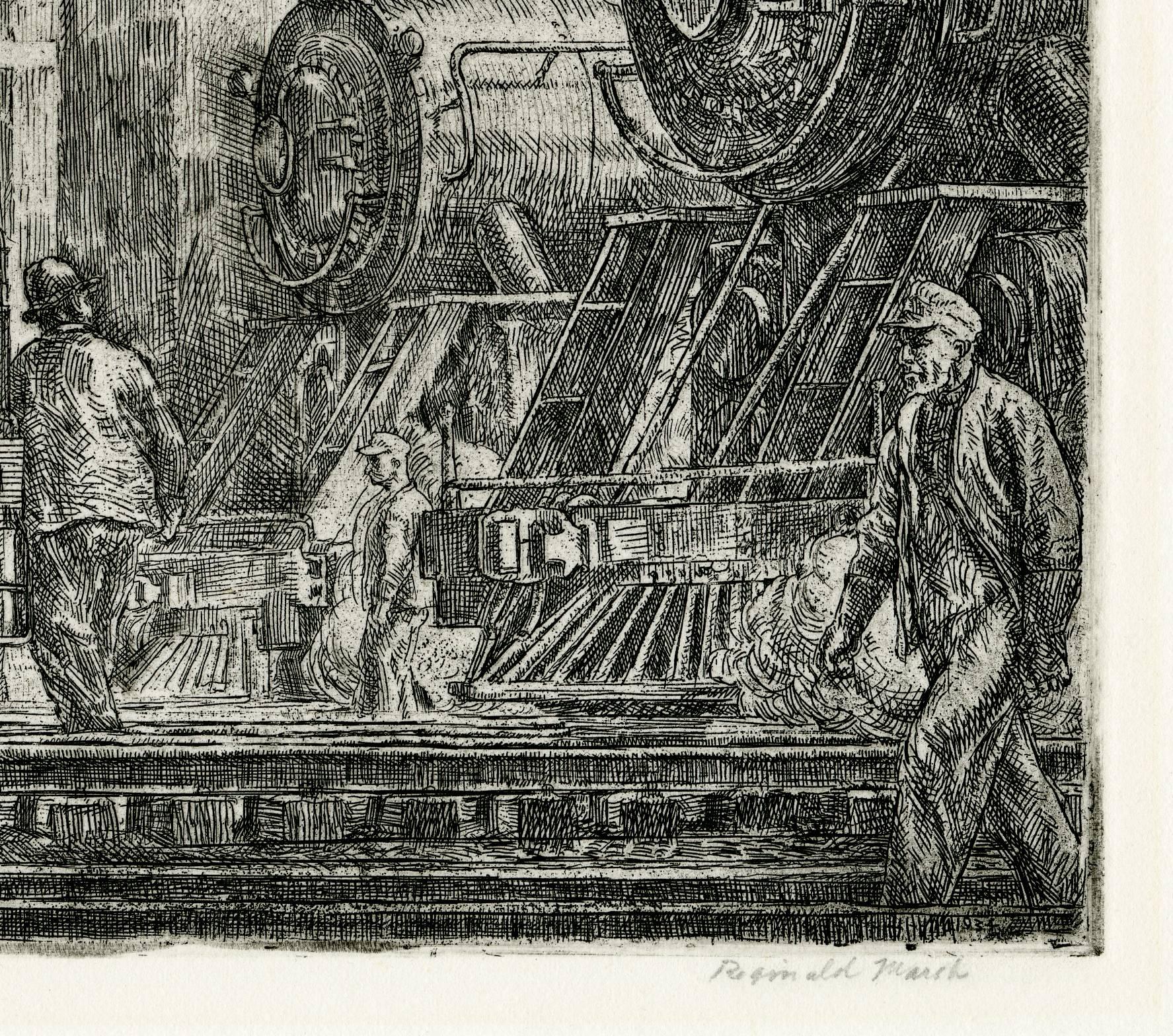 Locomotives Watering (Erie R.R. Locos Watering) - Print by Reginald Marsh