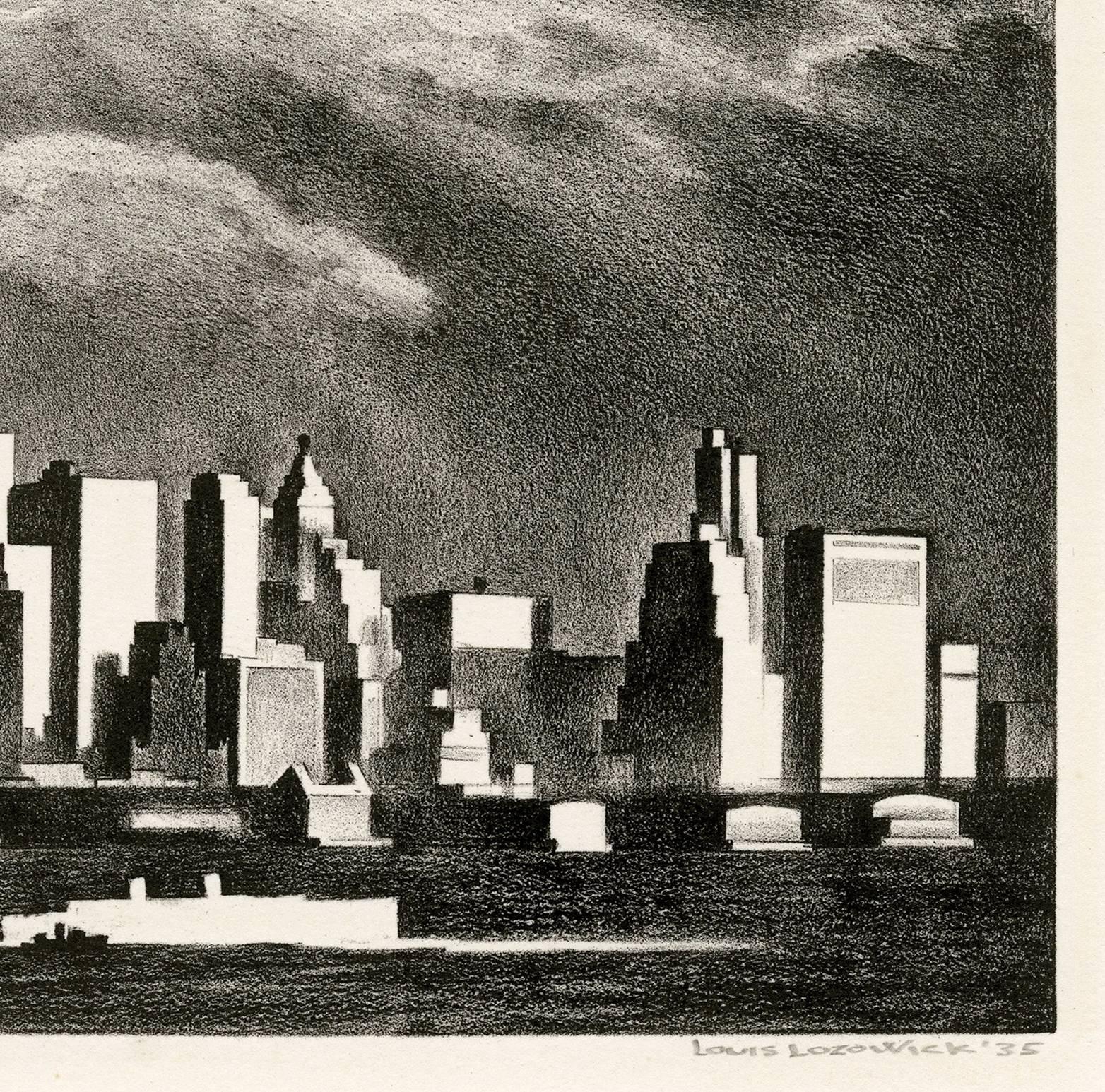  Storm Clouds Over Manhattan  - Print by Louis Lozowick