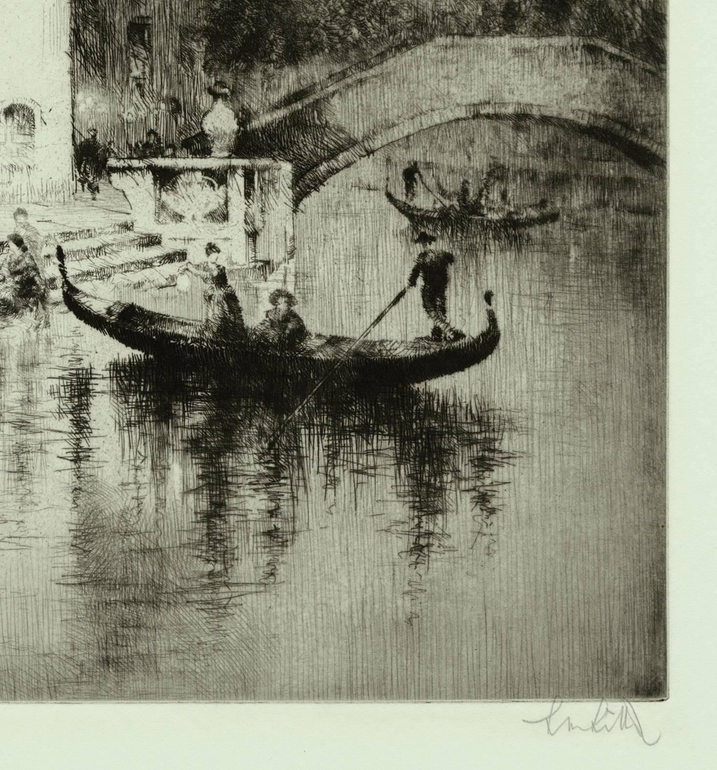 Untitled (Venice Night) — 1920s Impressionist Nocturne - Print by Sidney Mackenzie Litten