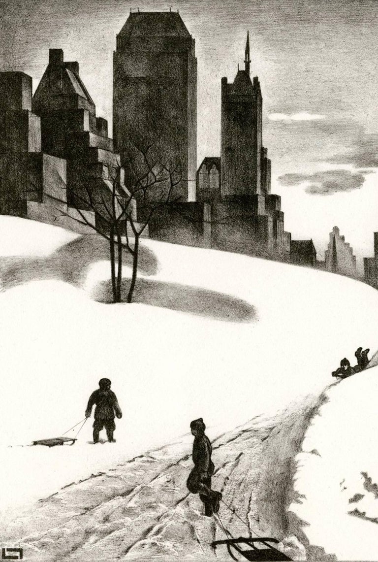 Louis Lozowick - Winter Fun, Print at 1stdibs