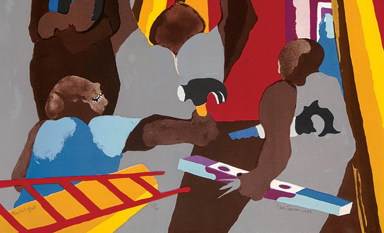 Builders - Man on Scaffold - Print by Jacob Lawrence