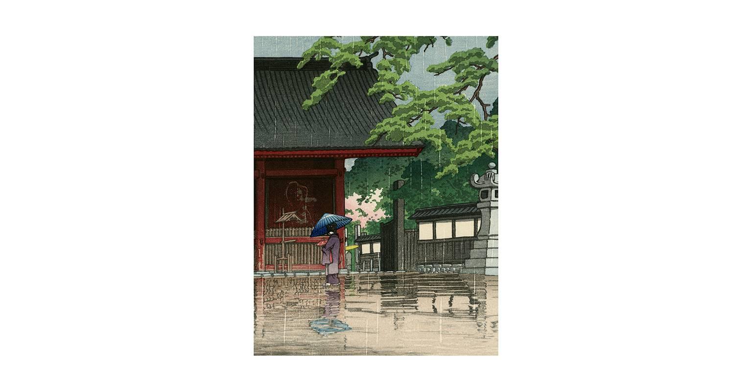 Spring Rain at the Gokoku Temple - Print by Kawase Hasui