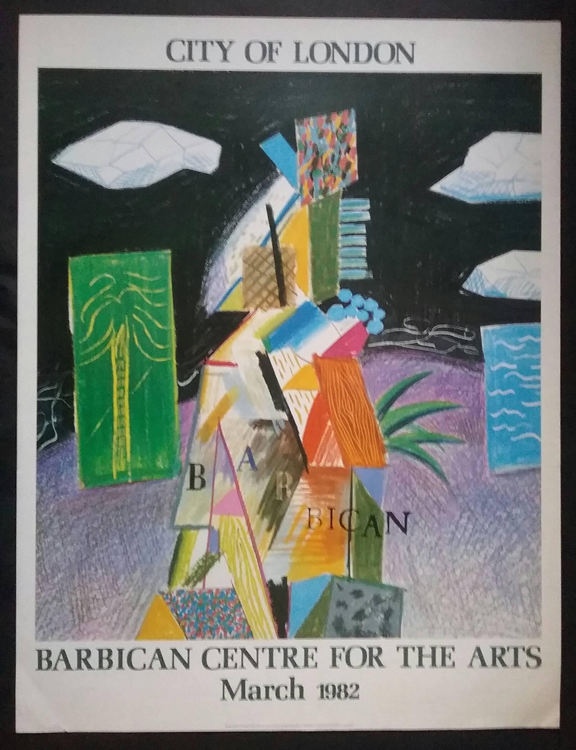 (after) David Hockney Figurative Print - City Of London.  Barbican Centre For The Arts.  March 1982.
