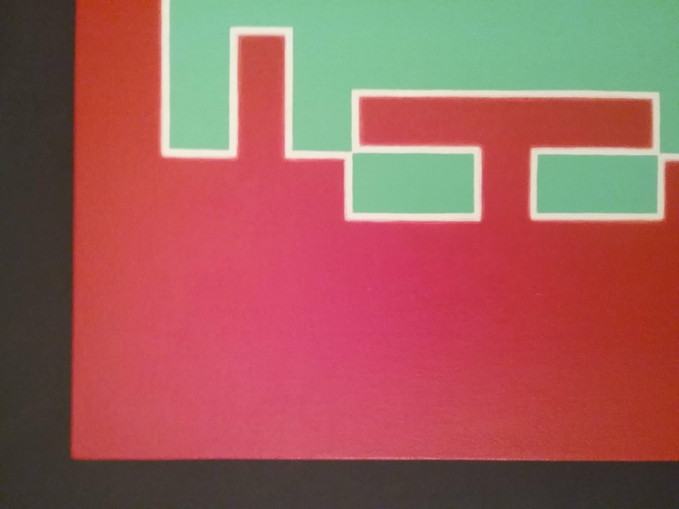 Space Invader no.120 - Red Figurative Painting by David McKeran
