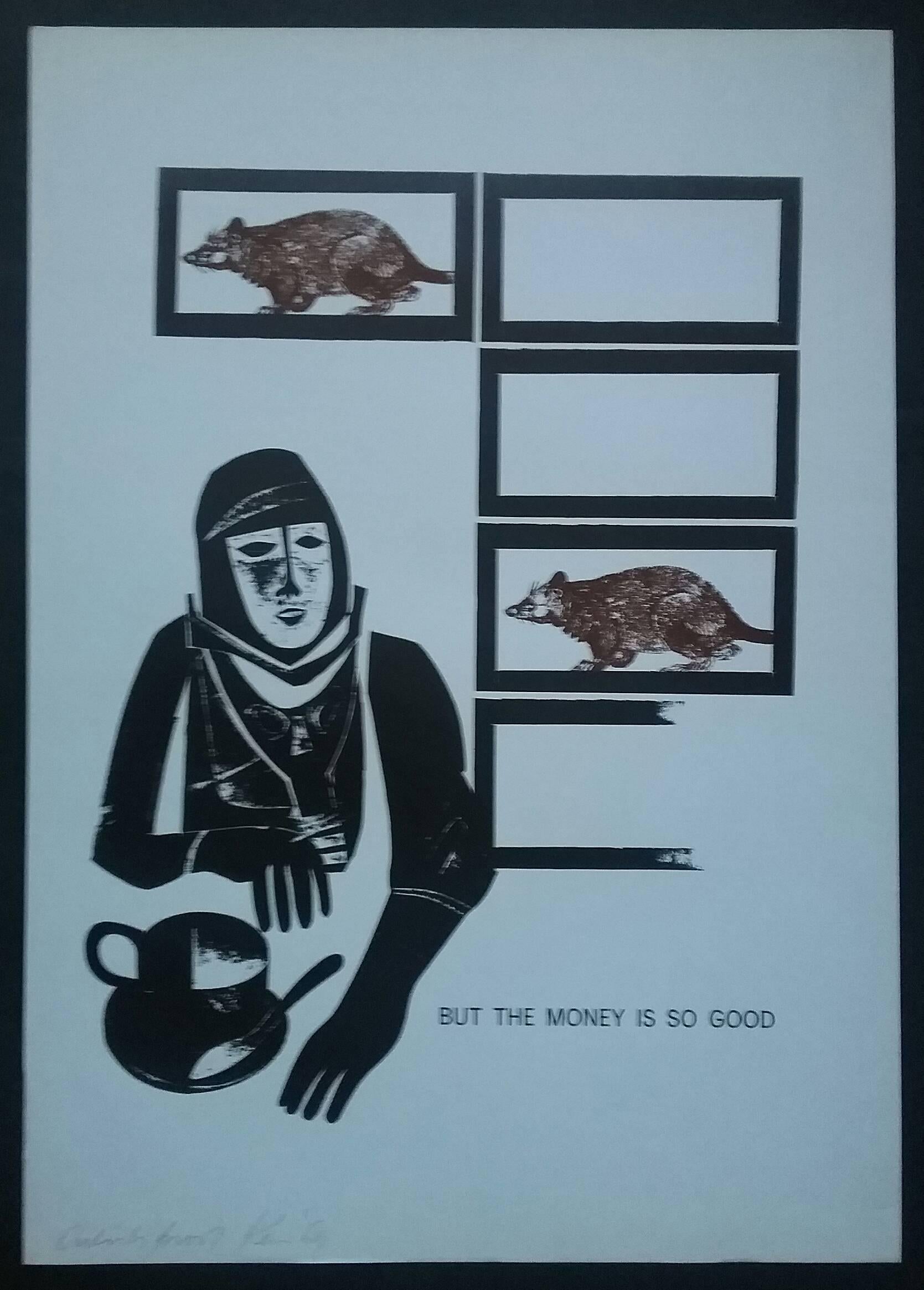 We Choose To Work At Porton - Expressionist Print by Ken Sprague