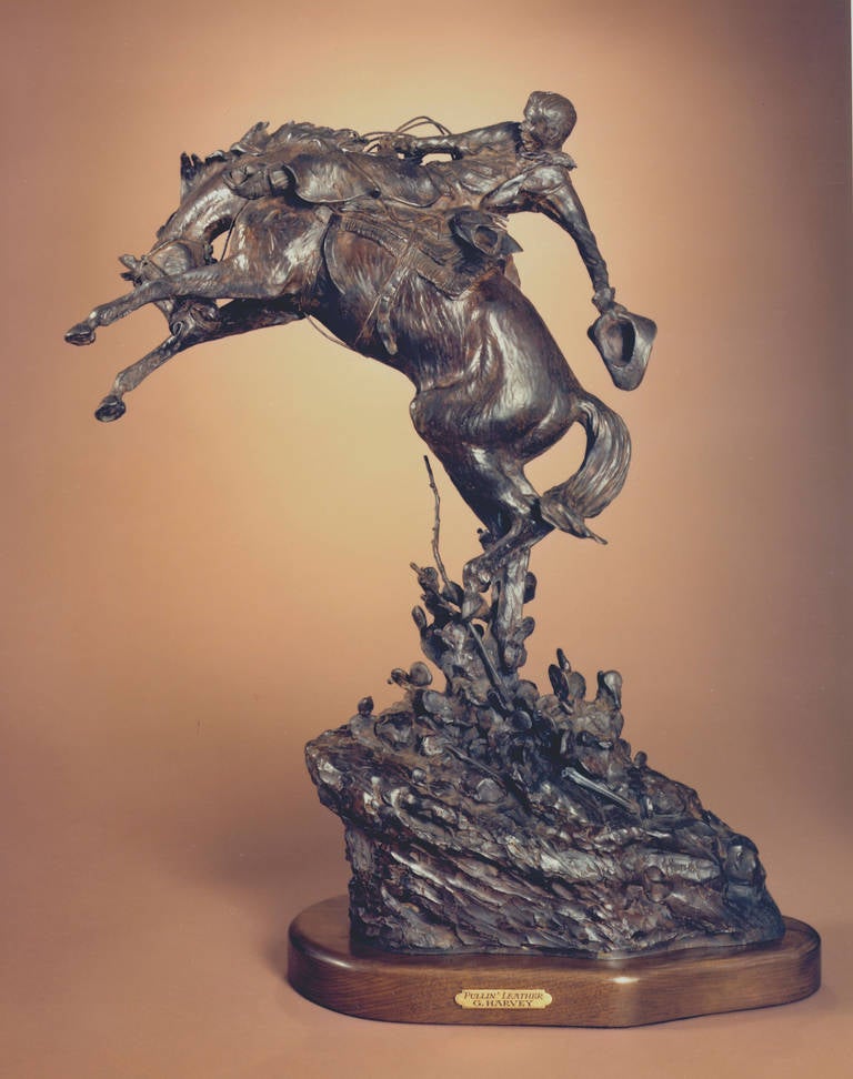 G. Harvey Figurative Sculpture - Pullin' Leather