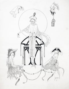 Art Deco Figurative Drawings and Watercolors