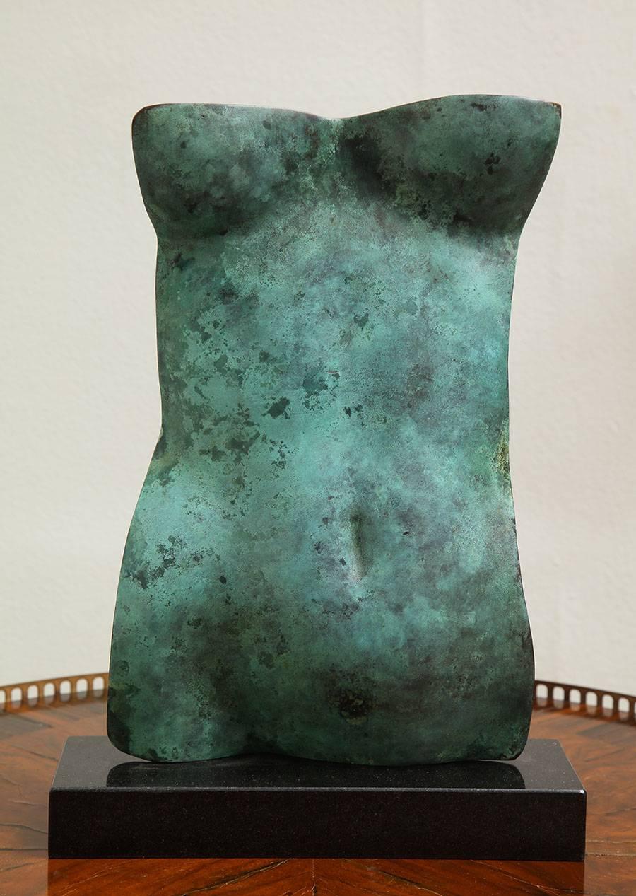 Torso is a classic motif today and in the Hellenistic Time.
This Cast Iron Torso Verde on Granite Base is edition 1 of 9.
The sculpture is the perfect "Gods of Small Things". Rare and unique.