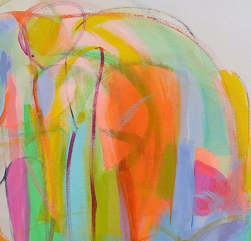 Tolomei uses her mastery of colors to create powerful abstract compositions. Her bold expressive brush strokes and fields of colors fills the canvas while the vibrant color combinations give her works power. All her paintings are filled with energy,
