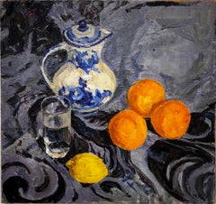 Still life with lemon and oranges - oil, cm. 50 x 47, 1990