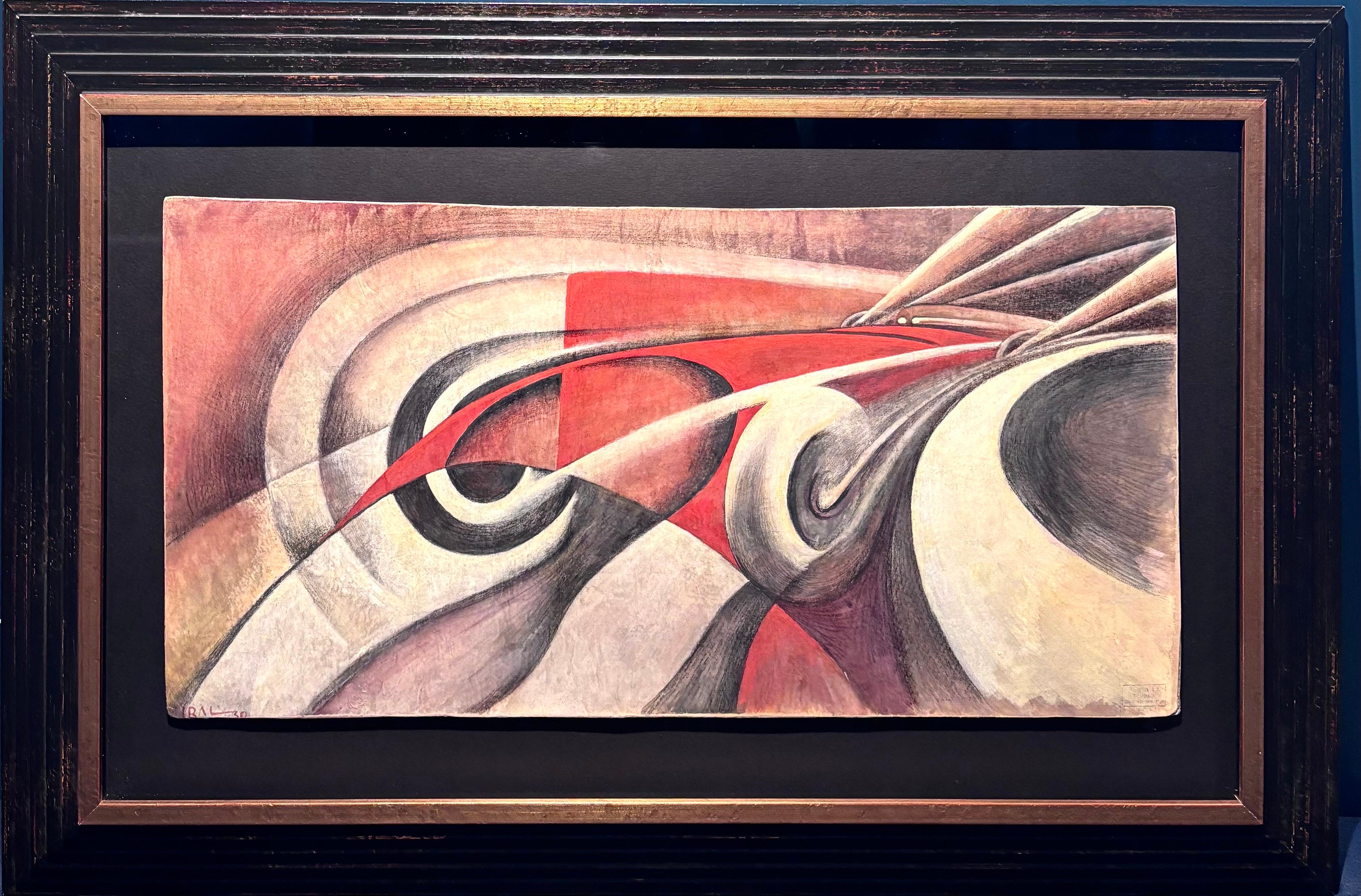 Tulio Crali Figurative Painting – Studio per l'opera - Le forze della curva- auto in corsa cm. 71 x 36 1930