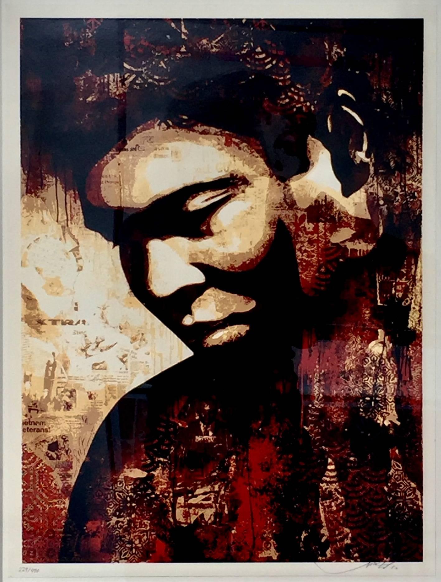 Shepard Fairey Portrait Print - Ali Canvas