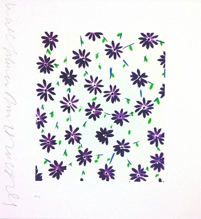 Donald Sultan Figurative Print - Purple Wallflowers