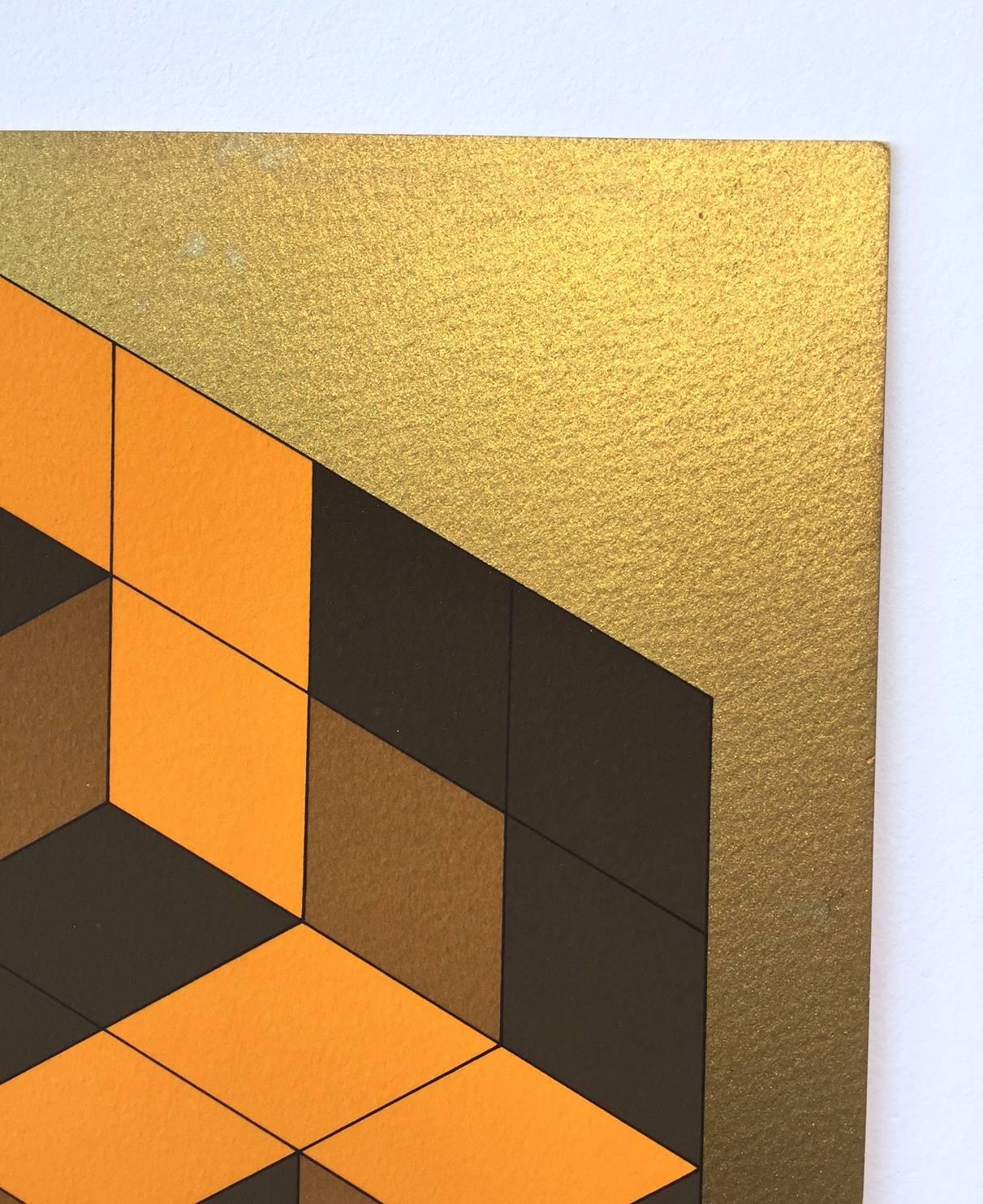 TECHNICAL INFORMATION:

Victor Vasarely
Composition Gold
1980
Screenprint
13 x 10 in.
Edition of 50
Pencil signed and numbered


Accompanied with COA by Gregg Shienbaum Fine Art. 


Condition: This work is in excellent condition. It has never been