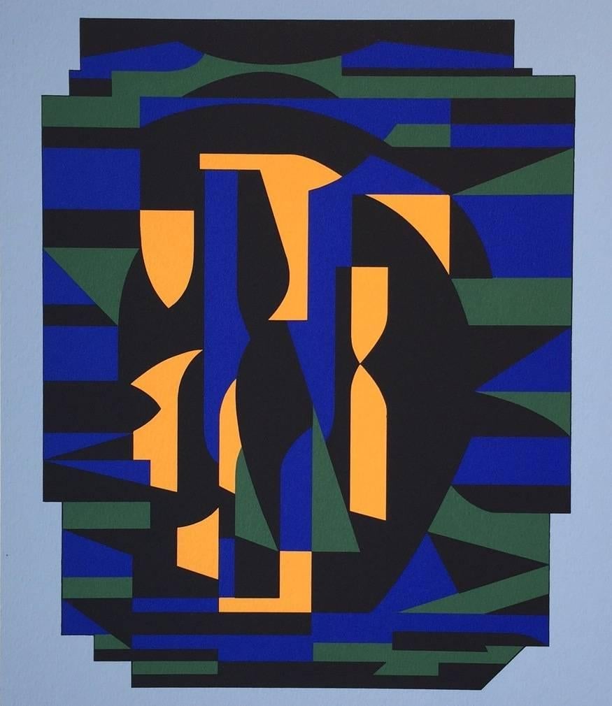 Risir, from Ion Album - Beige Abstract Print by Victor Vasarely