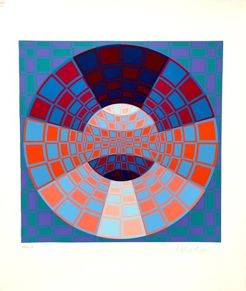 Victor Vasarely Abstract Print - Pixis