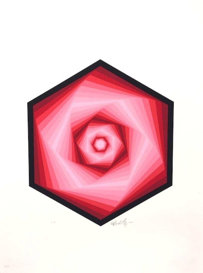 Abstract Print Victor Vasarely - Radau (Rouge)