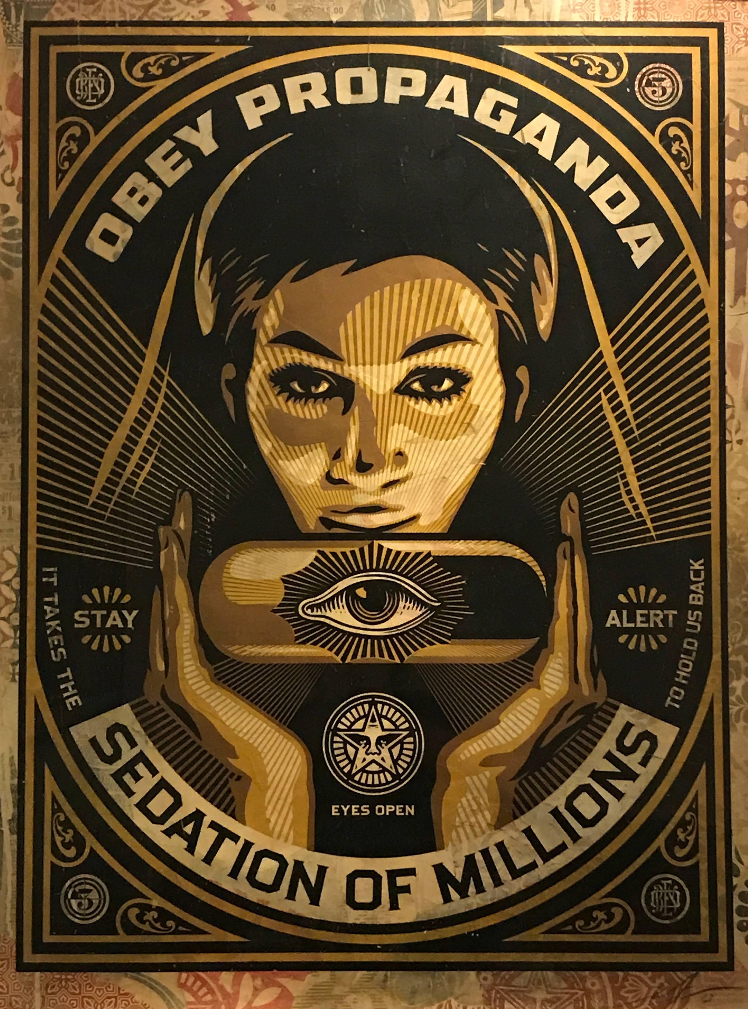 TECHNICAL INFORMATION:

Shepard Fairey
Sedation Pill HPM
2013
HPM (hand-painted multiple), screenprint and mixed media collage on paper
Edition of 10
Pencil signed and numbered

Accompanied with COA by Gregg Shienbaum Fine Art 

Condition: This work