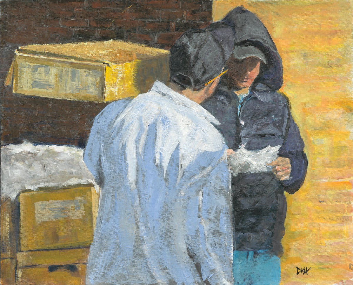 On Fulton Market - No. 84 - Painting by Debra Henrichs