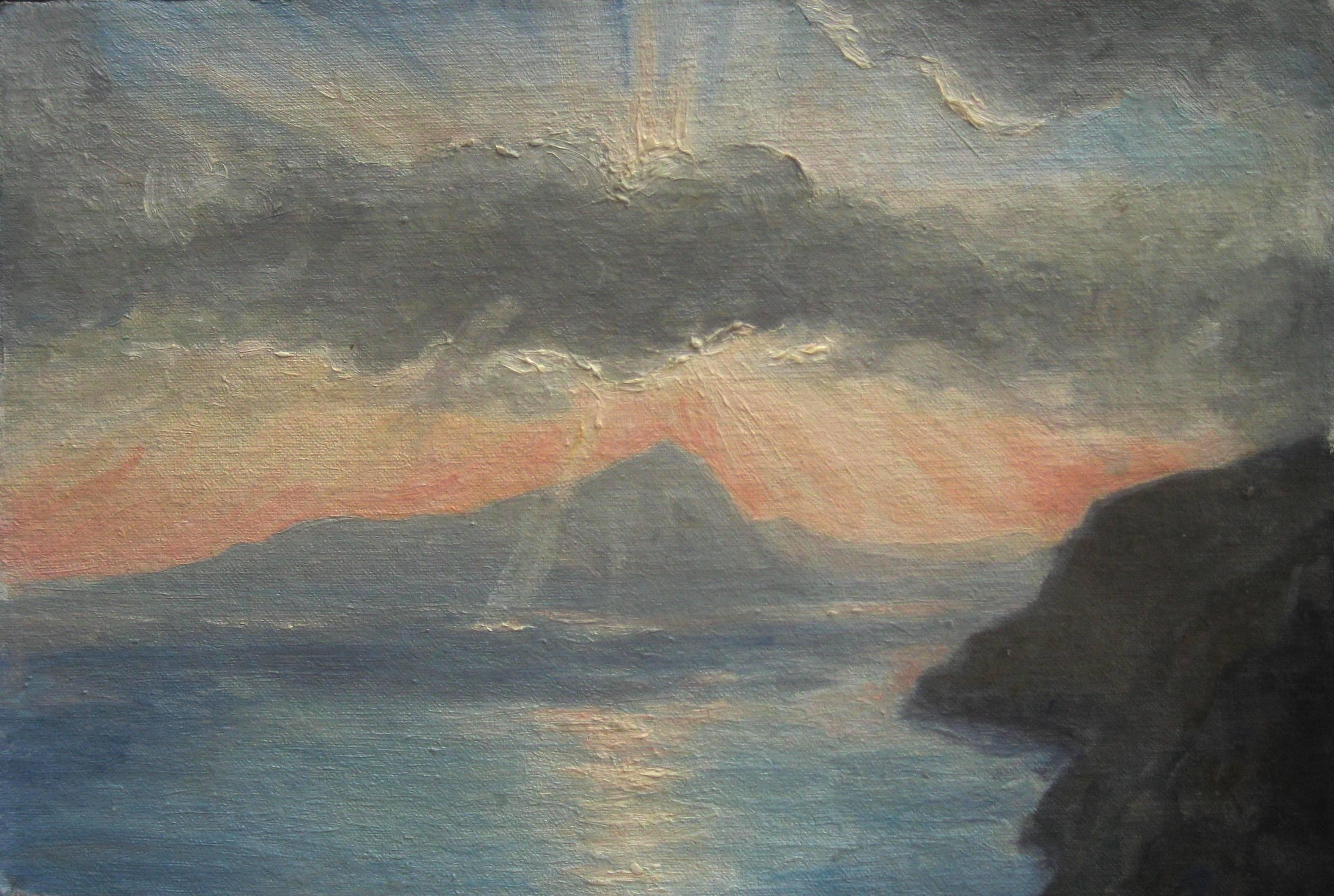Matthew James Collins Landscape Painting - Sunset over Aquafredda