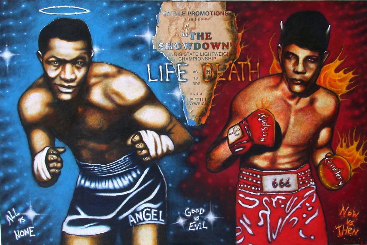 The Showdown (Life vs. Death) - Painting by Gary Dobry