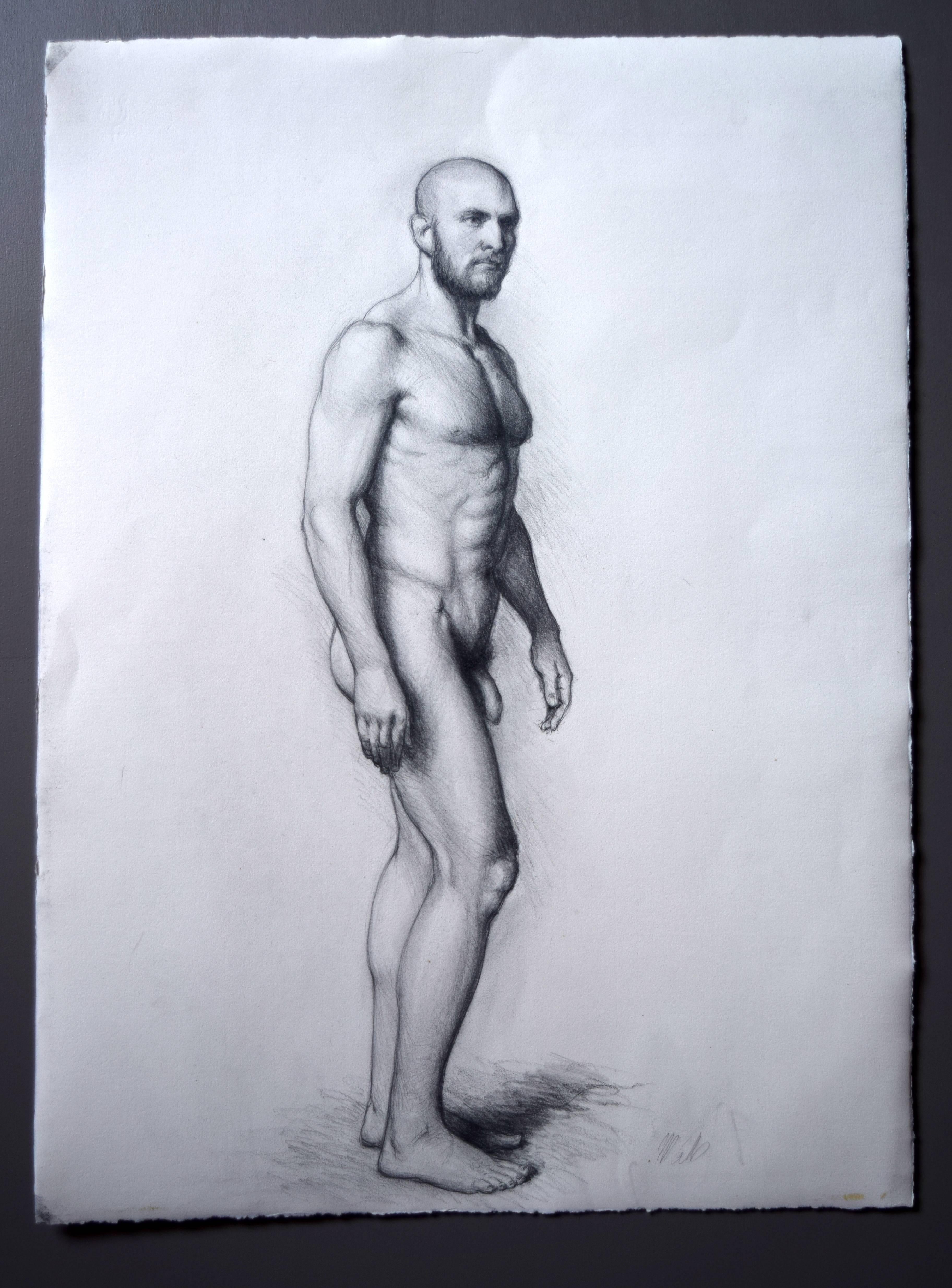 Study of Adriano - Gray Nude by Matthew Collins