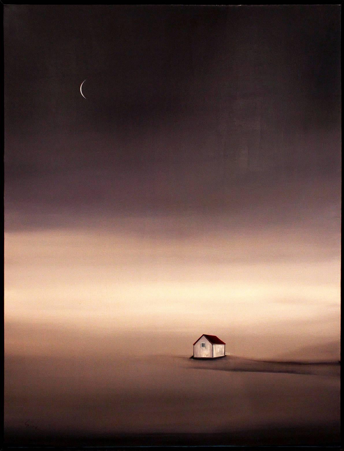 Crescent Moon House in the End - Painting by Marketa Sivek