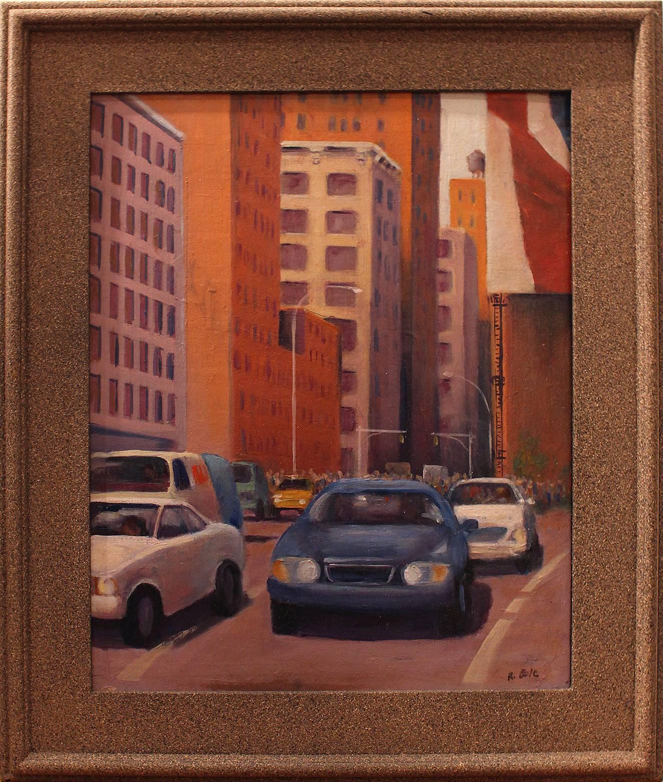 Cars in the City - Painting by Roger Bole