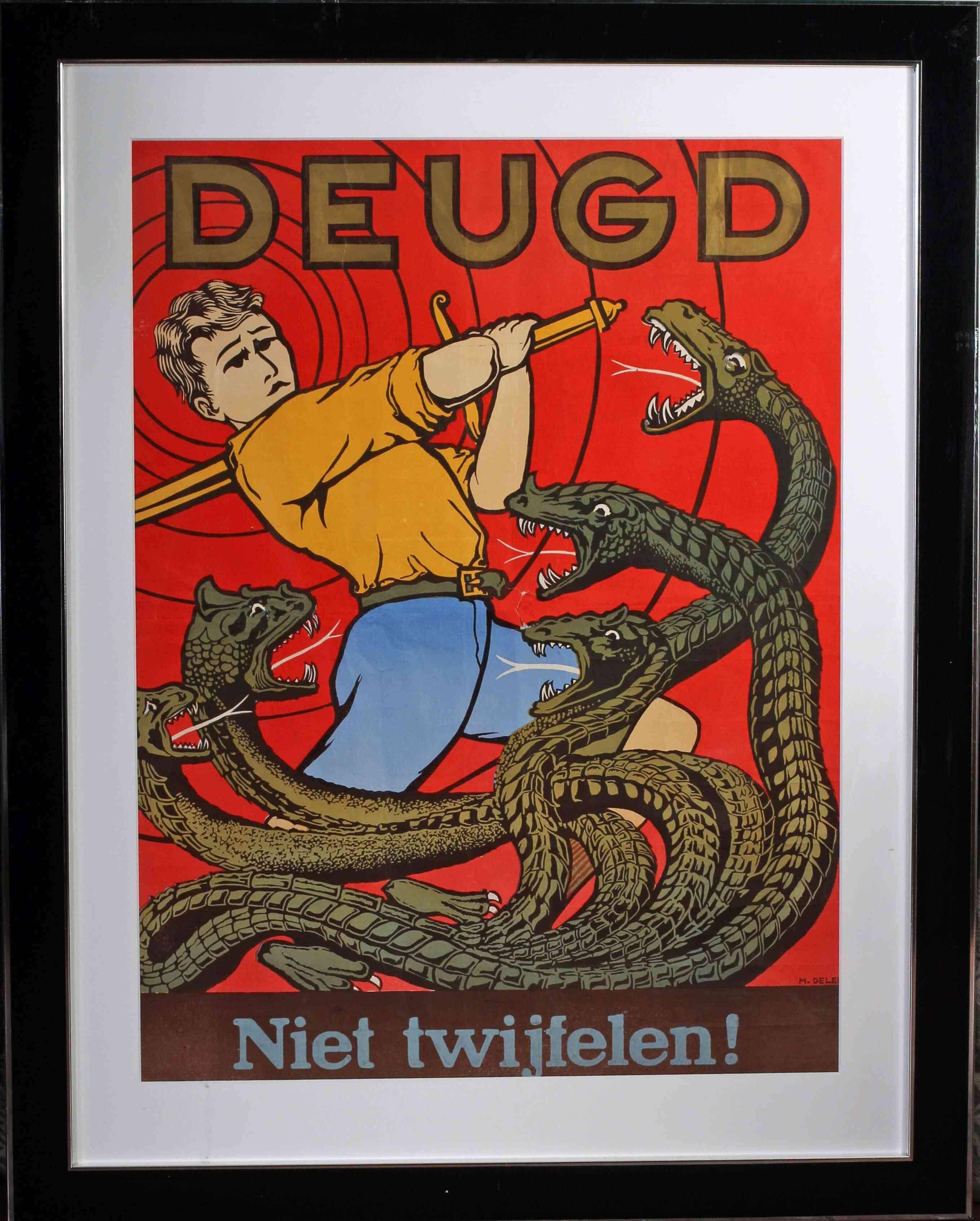 Unknown Figurative Print - Original 1930s Dutch propaganda poster by M. Deleu (Virtue - do not doubt)