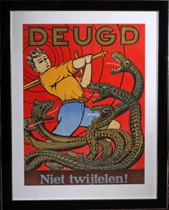 Cartel de propaganda holandés original de los años 30, por M. Deleu (Virtud - no dudes)