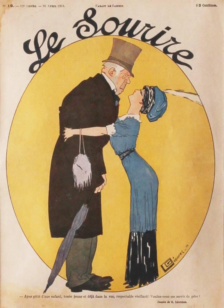 Set of 9 magazine covers for the French Belle époque publication 'Le Sourire' - Art Nouveau Print by Unknown