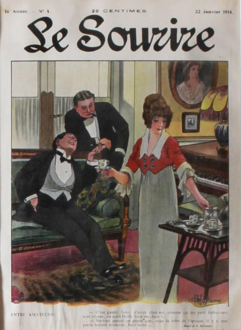 Set of 9 original magazine covers for the French Belle Epoque Publication ‘Le So - Gray Figurative Print by Unknown